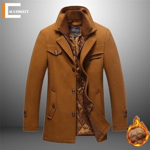 Men's Jackets Winter Wool Coat Slim Fit Mens Stand Collar Casual Fleece Warm Outerwear Jacket Woolen s Men Pea Plue Size 220924