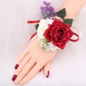 Decorative Flowers Bridesmaid Pearl Big Wrist Flower Wedding Simulation Bride Handmade Sister Group Celebration Party Supplies SW650