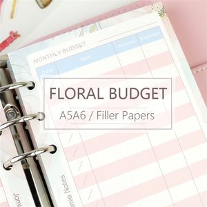 Blocchi per appunti MyPrties Floral Budget Refill Papers A5 A6 Filler per raccoglitore a 6 fori Organizer Notebook 40 fogli Agenda 220927