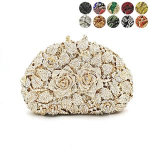 Evening Bags Bridal Wedding Party Purse Women Bag Diamonds Luxury Wallet Crystal Clutches Elegant Rose Flower