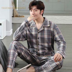 Mäns sömnkläder Spring Autumn Sticked Cotton Cartoon Men's Pyjamas Striped Pyjamas Set Casual Male Sleepwear Pyjama Night Pijamas 3xl Homewear 220924