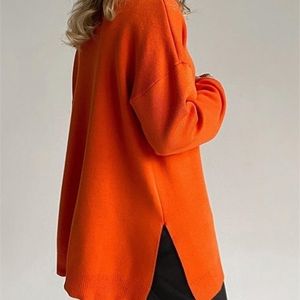 Kvinnors tröjor stickade delade kvinnors turtleneck tröja överdimensionerade casual damer pullover jumpers vinter långärmad topp kvinnliga tröjor 220923