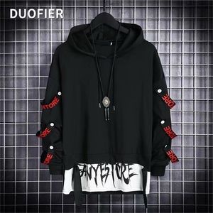 Men's Hoodies Sweatshirts Men's Hoodies Sweatshirt Autumn Casual Black Techwear Hip Hop Harajuku Hoodie Men Ribbons Patchwork Japanese Streetwear Darkwear 220924