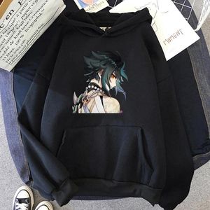 Kadın Hoodies Genshin Etkisi Xiao Kadın Erkekler Grafik Sweatshirts Unisex Sıradan Kawaii Estetik Erkek Jumper Büyük Boy Krop