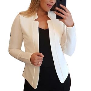 Kadın Ceketler Sonbahar Moda Kadınlar Düz Renk Uzun Kollu Stand Yakası Slims Blazer Ceket Kadın Giyim Blazers Moda Uzun Kol Takımları 220926