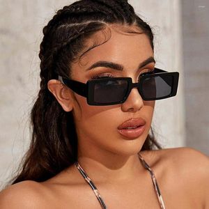 Okulary przeciwsłoneczne 90s Trendy czarne kobiety 2022 marka projektant prostokąt grube oprawki modne okulary przeciwsłoneczne odcienie dla pań UV400 Gafas