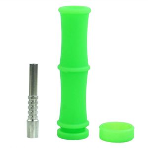 Narghilè bambù con perno in titanio stile pipe a mano in silicone per fumo accessori per fumatori dab rig gorgogliatore