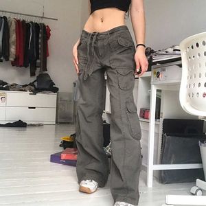 Kvinnors byxor capris retro grå overaller jeans kvinnors mode ny stil kvinnors byxor sexig låg midja lösa avslappnade byxor vintage streetwear t220926