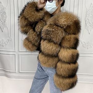 Womens Fur Faux Fur Real Natural Raccoon Jacket Womens Moda Casacos Real Fur Casaco Redondo Pescoço Quente Grosso Hoodie Estilo Destacável Tamanho 220926