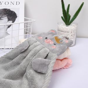 Towel Korean Style Embroidery Wall Mounted Kitchen Supplies Soft Handkerchief For Household 2Pcs/Pack Cartoon Pig Hand