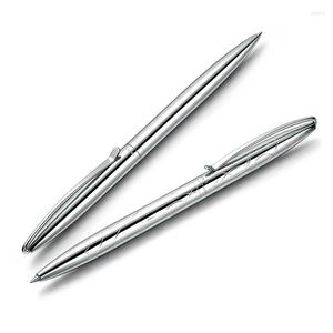 High Quality 01 Ballpoint Pens Stainless Steel Pattern Spin Stationery Office Supplies Gift Ink Pen