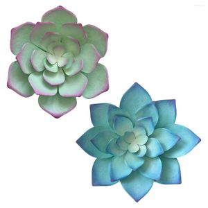 Dekorativa figurer Väggskulptur Multipla lager Flower Metal Art 3D Succulent Shape Hanging Decoration Elegant Ornament för Living