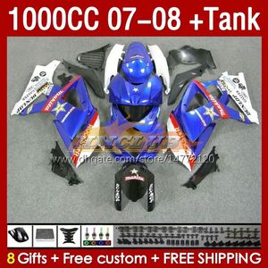 Fairings & Tank For SUZUKI GSXR 1000 CC K7 GSXR-1000 GSXR1000 07 08 Bodys 158No.48 1000CC GSX R1000 2007 2008 Bodywork GSX-R1000 2007-2008 Full Fairing Kit blue stock