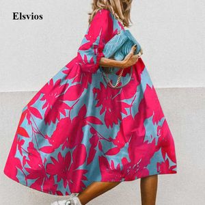 Vestidos Casuais Verão Floral Estampado Leopardo Vestido Meia Manga Feminino Casual O Neck Vestido Evasê Solto Retro Elegante Feminino Vestido de Festa Vestidos T220905