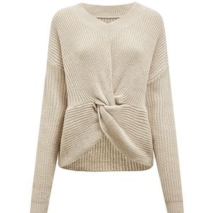 Kvinnors tröjor noosgop v hals solid khaki vit beige höst vinter kvinnor pullover tröja wrap slips knut stickkläder kontor lady 220923