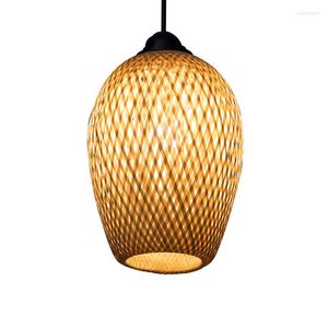 Lampade a sospensione Lampada in stile cinese Bamboo Art Weaves Pastorale Ristorante Camera da letto Balcone Lanterna giapponese Tatami