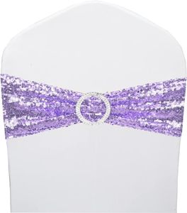 Sashes Chair Sequin Stretch Bands Spandex Polyester Bows For Party El Wedding Banquets Decoration Lavender Drop Delivery 20 Sports2010 Am0Eb