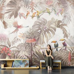 壁紙3D壁紙熱帯熱帯雨林植物リビングルームの寝室の壁を覆うための壁画のインテリアの装飾