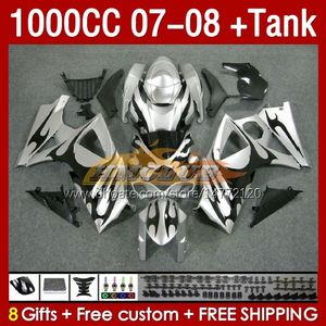 Fairings Tank for Suzuki GSXR 1000 CC K7 GSXR-1000 GSXR1000 07 08 Bodys 158NO.35 1000cc GSX R1000 2007 2008 Bodywork GSX-R1000 2007-2008 Zestaw pełny Fairing Flames