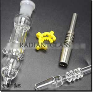 Rökande rör Glass Nector Collector Kit Inner Percolator With Titanium Tips Quartz Tips Dab Straw Oil Rigs Wax Dabber Tool NC Mouthpieces