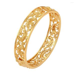 Pulseira de noiva 18k amarelo de ouro cheio de bracelete feminino Padrigado a diâmetro 6cm