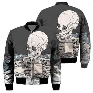 Men's Jackets 2022 Horror Skull Print Men's Jacket Fashion Trend Thickened Bomber Motorcycle Off- Cotton Liner Top XS-5XL