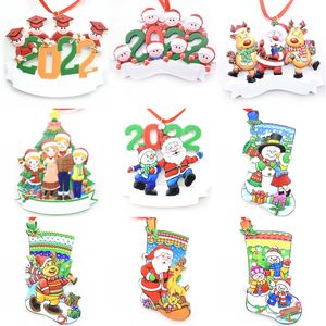 2022 Ornamenti pendenti in resina natalizia Famiglia di Babbo Natale Nome fai da te Decorazioni natalizie