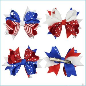 H￥rklipp Barrettes Kids American Flag Print Barrettes Fashion Children 4th of Jy Bow Hair Clip Sweet Girl Swallowtail Hairn Pins Acce DH2NB