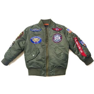 メンズジャケット2 12イエスチルドレン服冬の男の子コートキッズウォームMA 1爆撃機のアウターベビージャケットユースメンアベイション220927