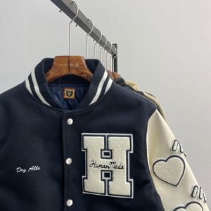 Herrjackor Vår och höst Retro färgblockerande flockande basebolluniform Herr High Street American Casual Wild Love yllejacka