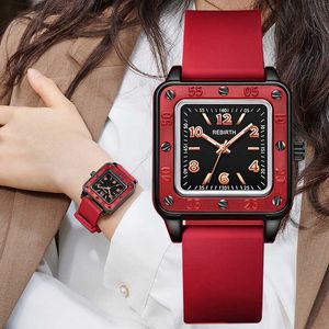 's REBIRTH Hot Sell Fashion Silicone Japan Movement Quartz Wrist Watch For Ladies Waterproof Female Clock Women Watches 2022 0926