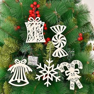 Julekorationer 1Set Tree Rnament Hanging Bell Candy Cane Glitter Star Ball Pendant Xmas utsmyckning Holiday Decoration