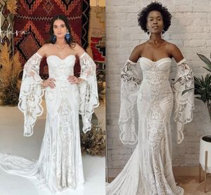 Rue de de Seine Bohemain Mermaid Wedding Dresses with remove redireme vintage crochet cotton cotton lace countryブライダルガウン