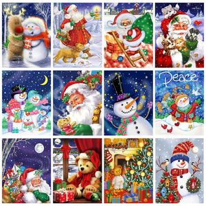 Paintings RUOPOTY Diy Painting By Numbers For Kids Adult Picture Christmas Snowman Santa Clause Unique Gift Handiwork Wall Art