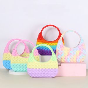 Pop Antistress Fidget Toys Moon Shape Silicone Push Bubble Bag Reliver Autism Ladies Kids Handbag Coin Pouch Purse Gift 1104