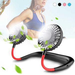 Elektrik Fanları Mini USB Taşınabilir Fan Eller Serbest Boyun Fan Şarj Edilebilir Pil Küçük Taşınabilir Spor Fan 2000ma Masa El Klima Soğutucu T220927