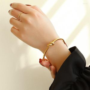 Bangle Knot Thick And Thin Thread Open Titanium Steel Rose Gold Bracelet Plated Non-Fading Metal European