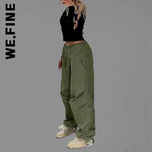 Spodnie damskie capris we.fine streetwear joggers workowate spodnie luźne szerokie nogi kobiety punkowe dresowe punch eleganckie solidne mody vintage spodnie swobodny y2k t220926