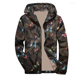 Men's Jackets Mens Funny Butterfly Printing Man Camouflage Pullover Long Sleeve Hooded Tops Jacket Zipper Caot#g251