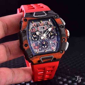 Superclone Luxury Mens Mechanics Titta på Rihca Milles Brand Orange Red Rubber Men Sapphire Automatisk mekanisk McLaren Limited Flyback Nuje