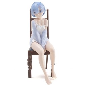 Anime mangá japonês anime 15cm Rem re Life em um mundo diferente de zero kawaii menina pijamas figura Rem Cadeira PVC Modelo de coleção Toys 220923