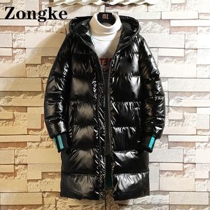 Mens Down Parkas Zongke Bright Hooded Winter Parka Jacket Men Black Hooded Long Winter Coat Men Winter Parka 5XL Arrivi 220927