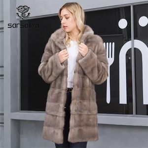 Womens Fur Faux Mink Coat Oversize Women Winter Natural Coats Kvinnliga varma tjocka långa äkta läderjackor Damer Löstagbara 220927