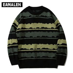Men's Sweaters Harajuku vintage jumper striped ugly sweater streetwear pullover men oversized hip hop punk knitwear video grandpa sweater 220926