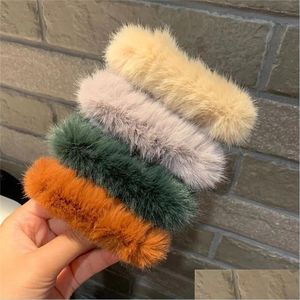 Saç kauçuk bantlar kız vizon saç güzel sarmal saf renkli kadınlar peluş başlık mticolor moda aksesuarları desen damla teslimat 20 dhhnl