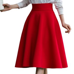 Spódnice XS5XL Kobiety spódnica z wysokim poziomem spódnicy żeńska biała długość kolan dna Plisowana spódnica saia midi różowy czarny czerwony niebieski burgundy 220924