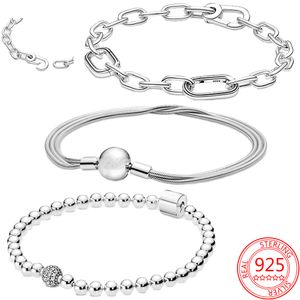 nuovo popolare braccialetto di perline romantico in argento sterling 925 moda braccialetto con fibbia di sicurezza Pandora braccialetto di base regalo di San Valentino