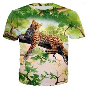 Мужские футболки T Рубашки YX Brand Brand Summer Animal Tees Mens Shirt Leopard Panther D принта