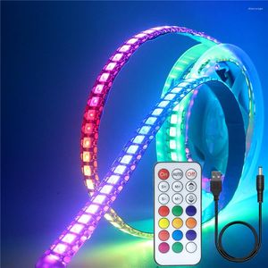 Şeritler WS2812B LED Şerit WS2812 30/60/144 Piksel/M RGB USB 3KE/14KEY/21Key Denetleyici Kiti DC5V ile ayrı ayrı adreslenebilir ışık