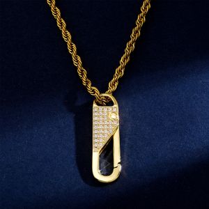 Löstagbar blixtlåshalsbags påsar Huvudlås hänge halsband guld silver pläterad mens bling smycken